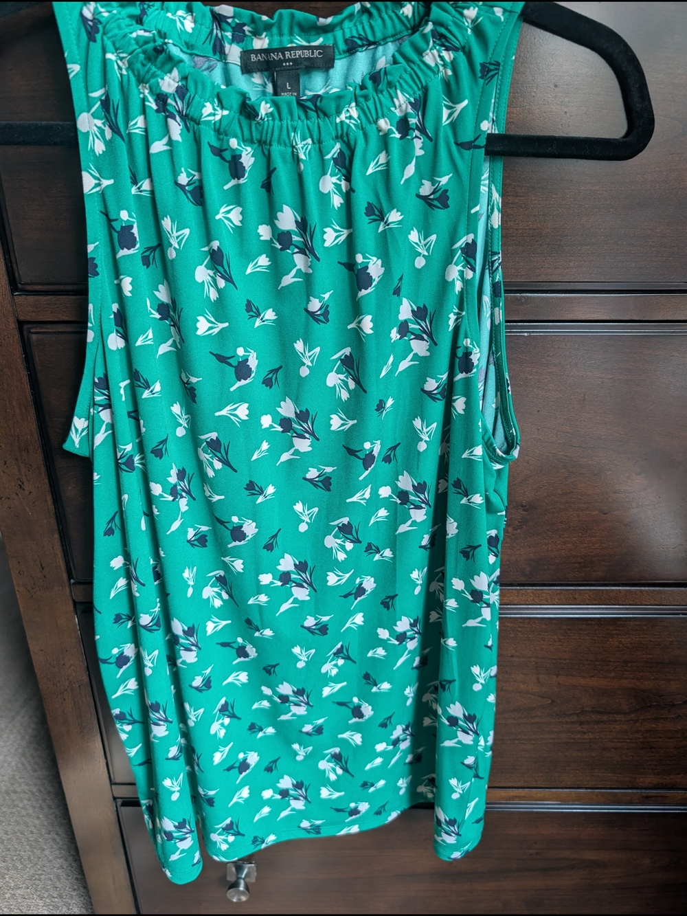 Banana Republic Teal Floral Sleeveless Blouse